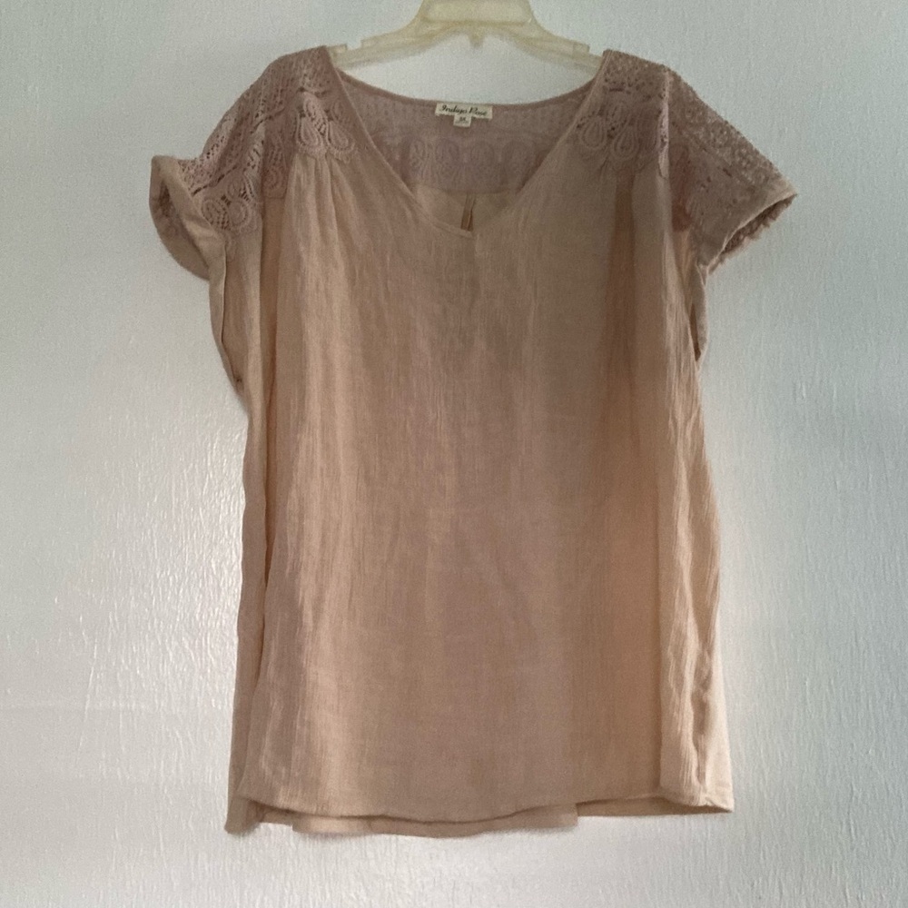 2/$15 Indigo Rose Short Sleeve Plus Size Women’s Top 3X Tan